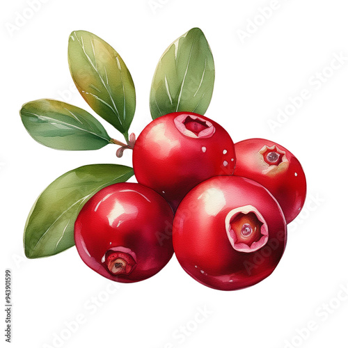 watercolor fresh cranberries PNG, transparent background