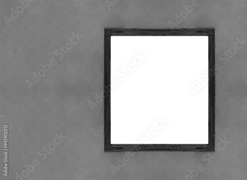 Wallpaper Mural mock up wooden framed window on grey cement wall. clear empty  window frame on gray concrete wall home architecture background. house building. mockup template. mock-up rendering . Torontodigital.ca