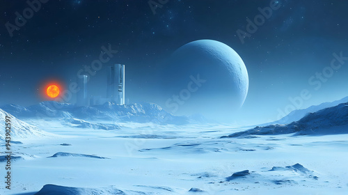 Futuristic city on an alien...