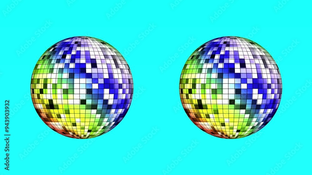 light green background, colorful glass ball motif rotating in the same direction. 3D animation light green background, colorful glass ball motif rotating in the same direction. 3D animation