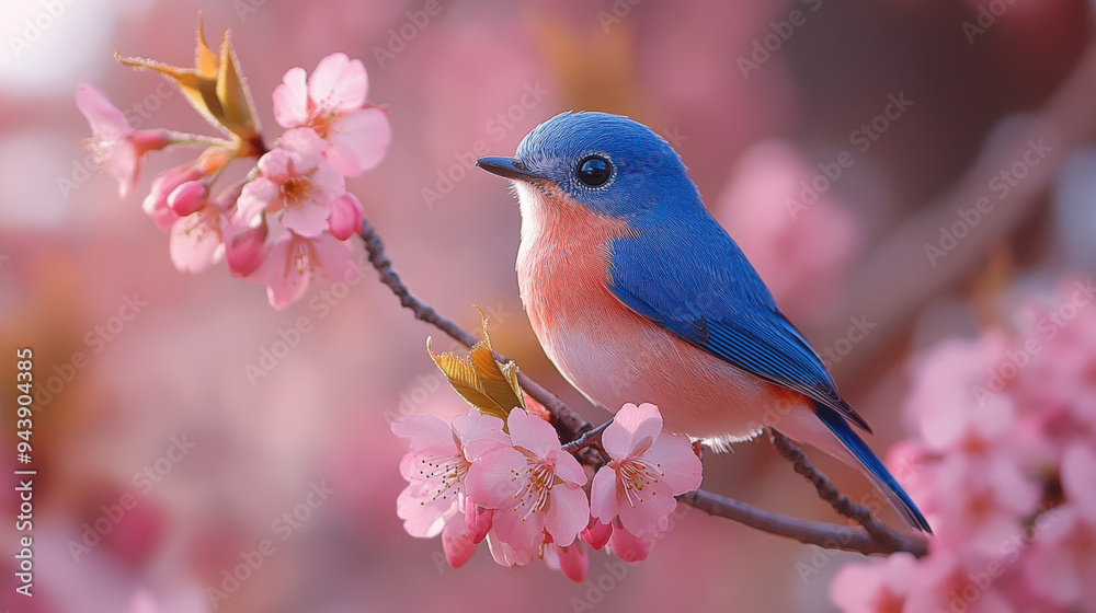 Bluebird Perched Among Cherry Blossoms in a Japanese Garden
Bluebird Perched Among Cherry Blossoms in a Japanese Garden