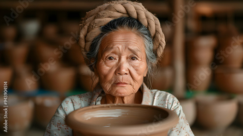 Elderly Engaging Pottery And Ceramics Elde photo