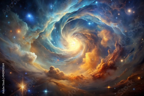 Celestial Dream Nebula - Cosmic swirls, gentle brushstrokes, ethereal glow, calming tones