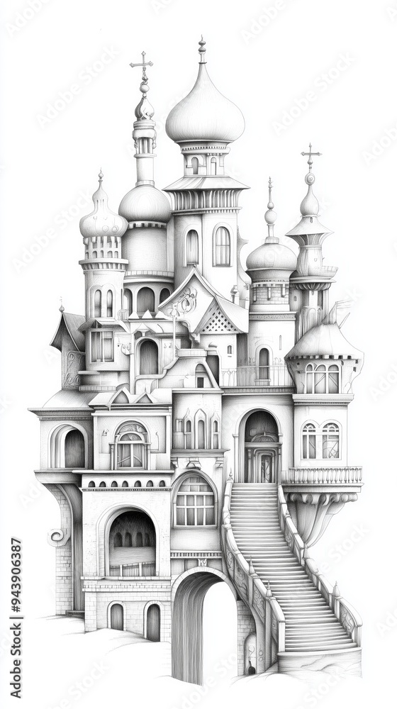 Detailed architectural illustration showcasing intricate designs and perspectives of various building styles Detailed architectural illustration showcasing intricate designs and perspectives of various building styles