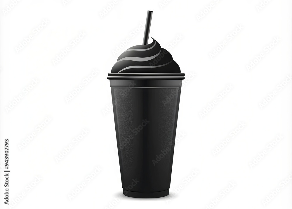 Charcoal Frappe Silhouette: Modern, sleek, monochromatic, Charcoal Frappe Silhouette: Modern, sleek, monochromatic,