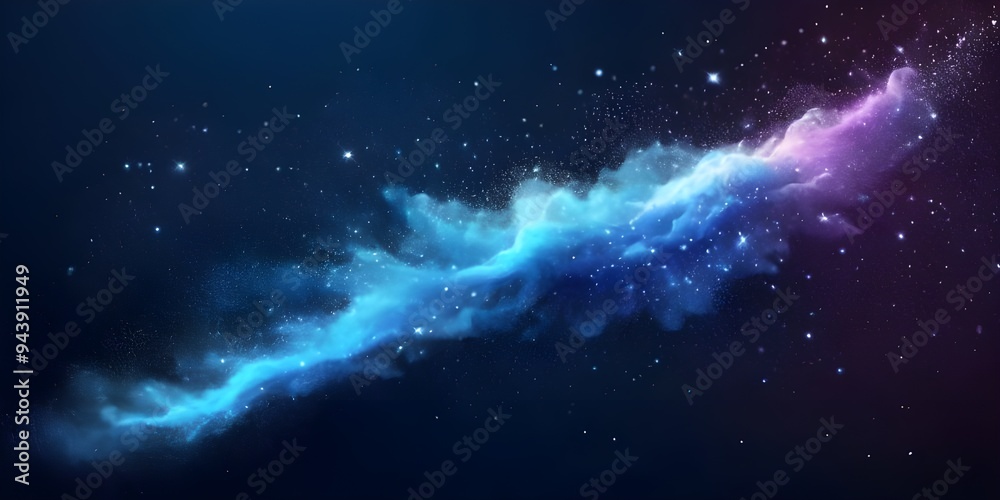 Fototapeta premium view of a sparkling mound of sand illuminated by cosmic stars in a dark blue background during night