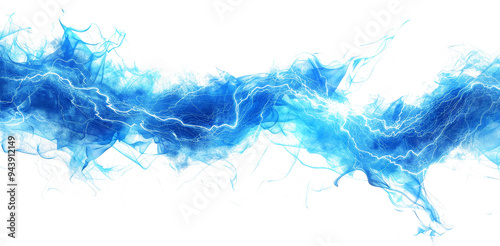 Dynamic blue abstract illustration featuring electric waves and flowing energy patterns