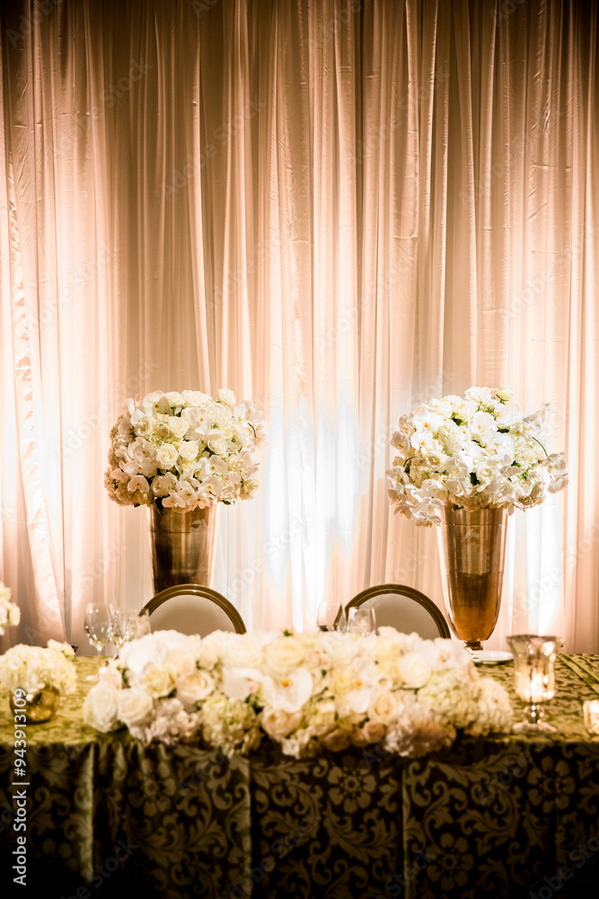 Flowers on Head Table at Wedding Flowers on Head Table at Wedding