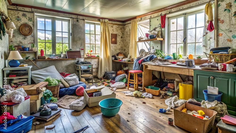 Domestic Entropy: Gradual accumulation of clutter, neglected chores ...