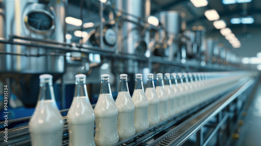 The milk bottling production line The milk bottling production line