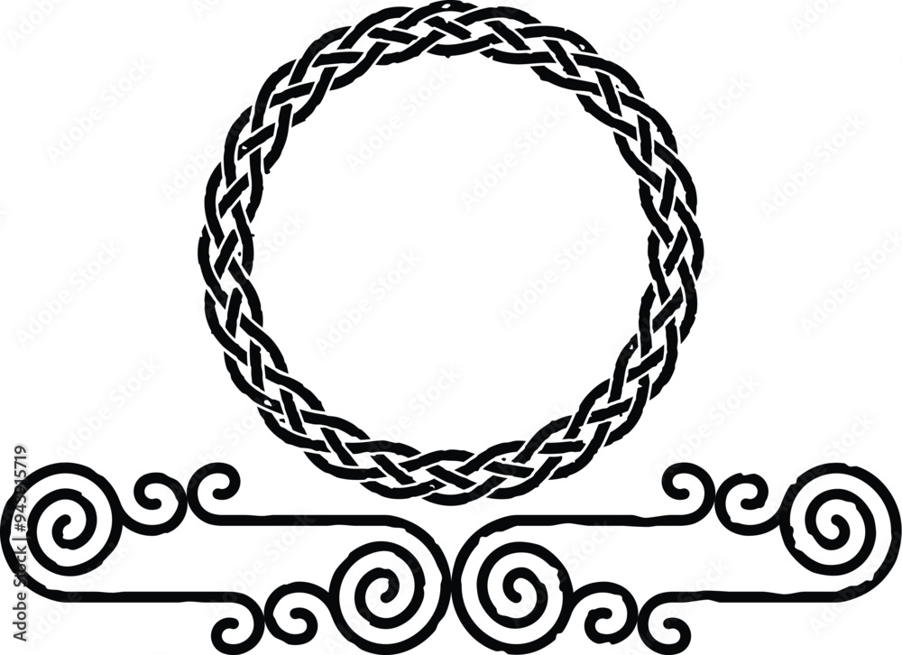 Celtic Curved Spiral Lines Border, Header, Footer - Knot Ring Celtic Curved Spiral Lines Border, Header, Footer - Knot Ring