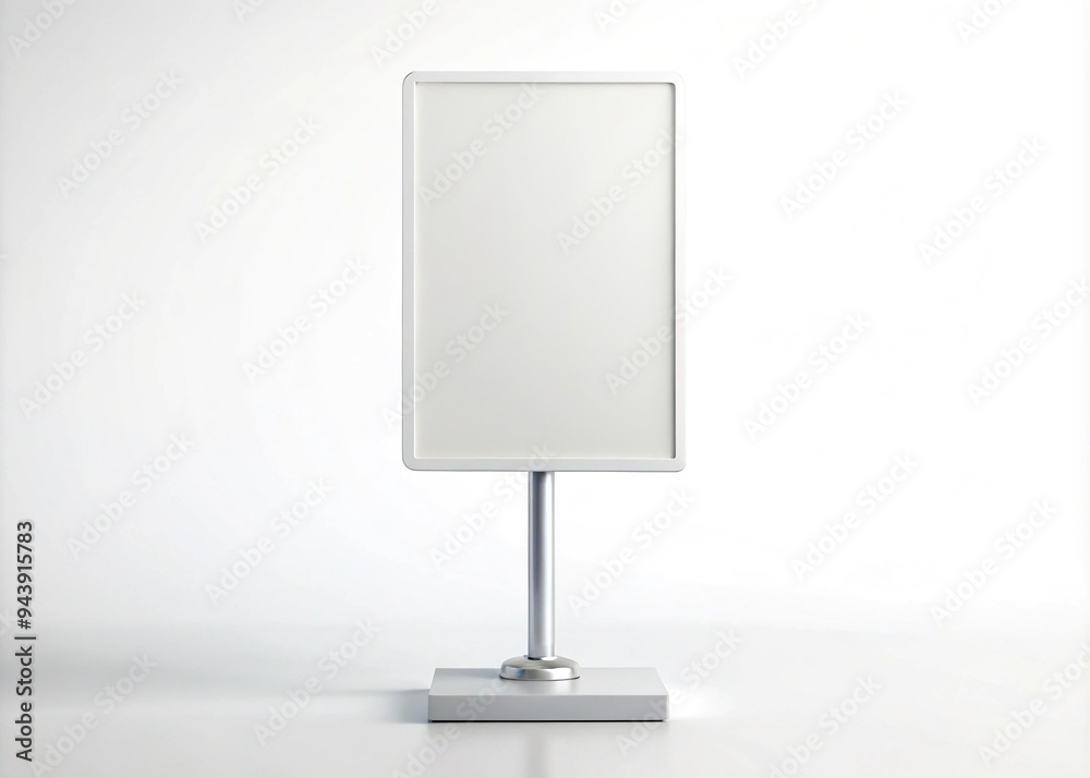A crisp white rectangular sign with a blank face stands upright on a studio pedestal against a pure white isolated background, awaiting customization. A crisp white rectangular sign with a blank face stands upright on a studio pedestal against a pure white isolated background, awaiting customization.