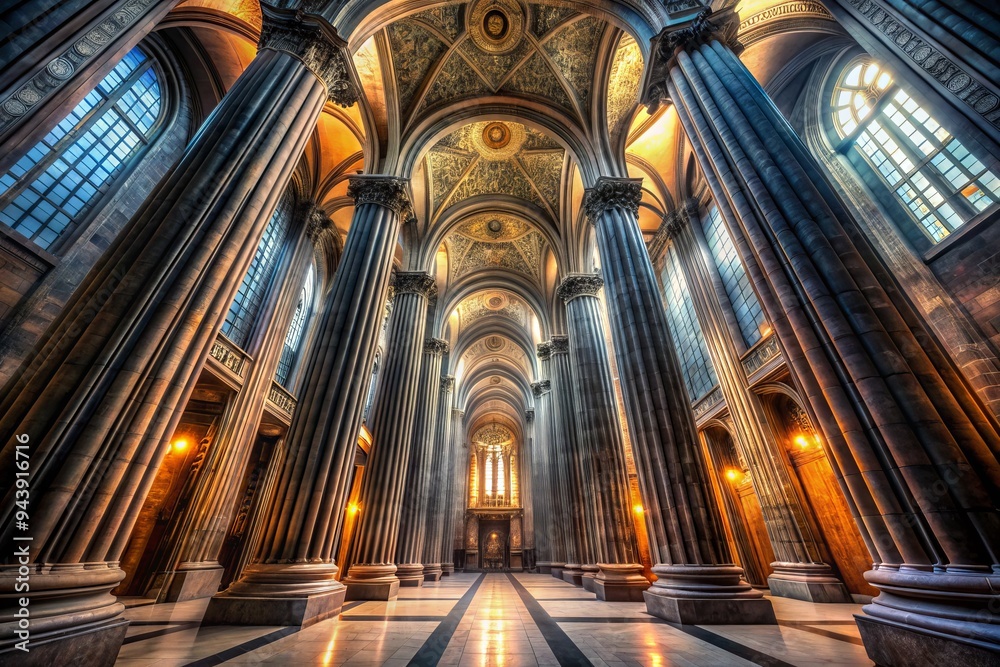 Eternity's Vault: Immense vault with towering pillars, colossal doors, timeless atmosphere. Eternity's Vault: Immense vault with towering pillars, colossal doors, timeless atmosphere.