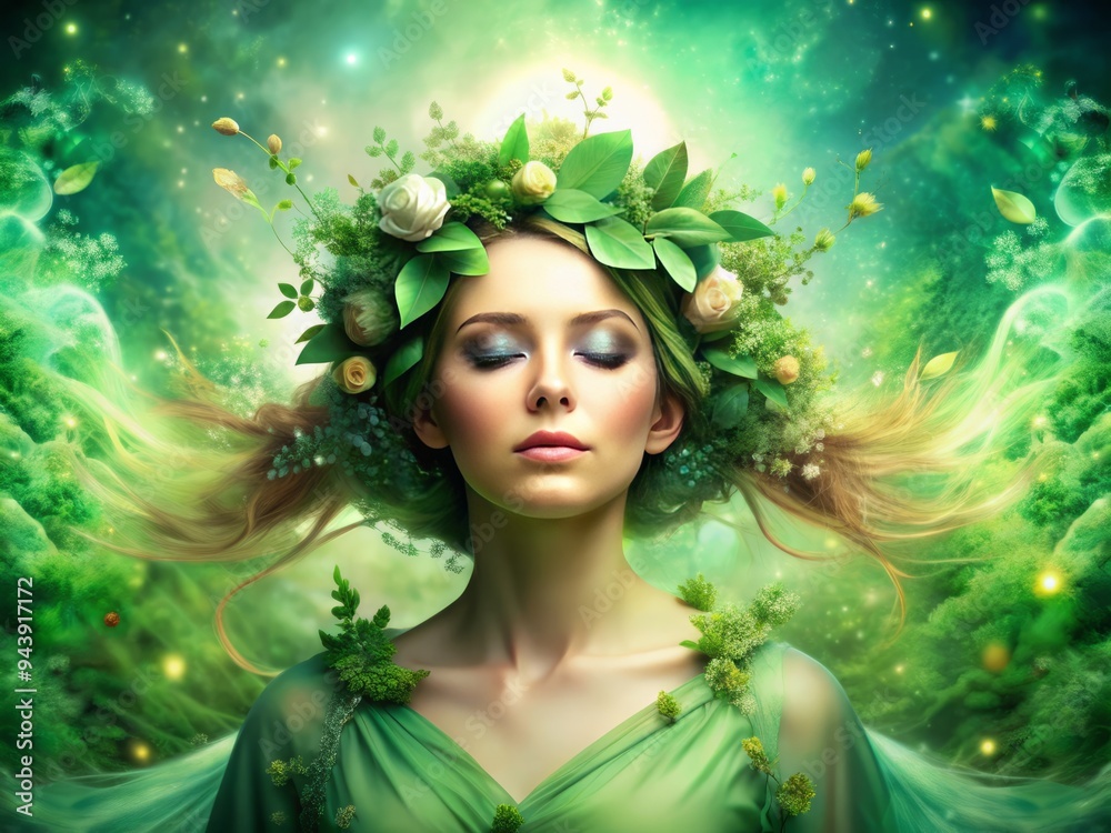 Ethereal Embrace of Resilience: Dreamy, Inspiring, Symbolic, Green, Sublimated