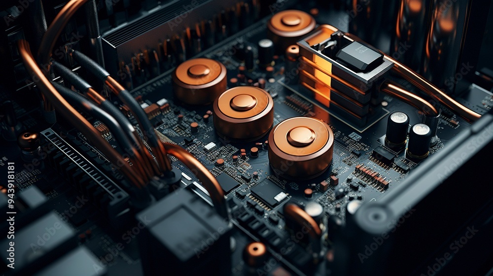 A photo of a detailed shot of a power supply unit A photo of a detailed shot of a power supply unit