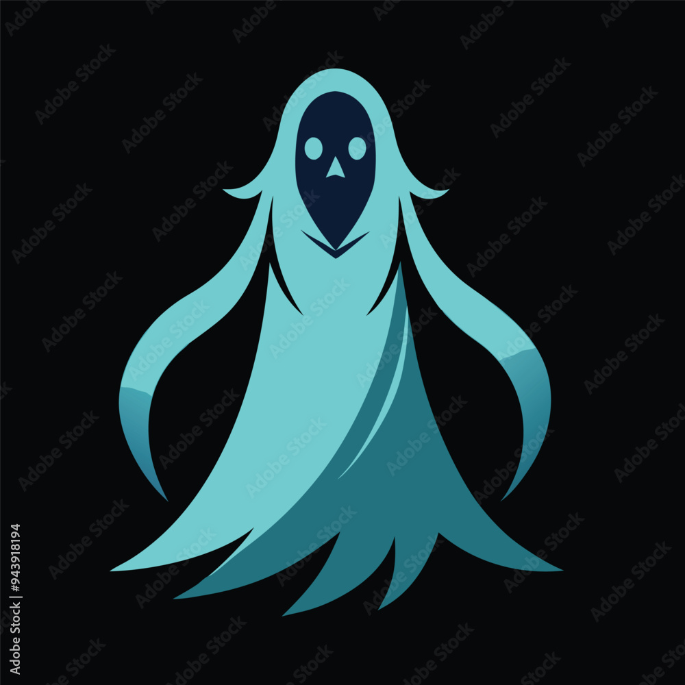 Ghostly Cloaked Figure with Claws - Monochrome colouring Illustration. Ghostly Cloaked Figure with Claws - Monochrome colouring Illustration.