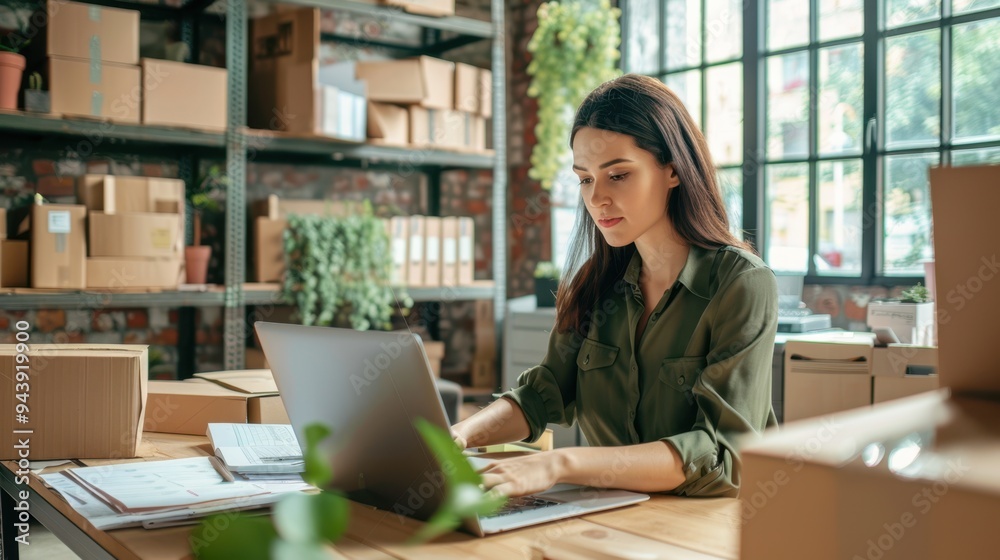 The woman at her laptop The woman at her laptop
