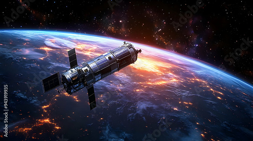 Satellite orbits Earth with...
