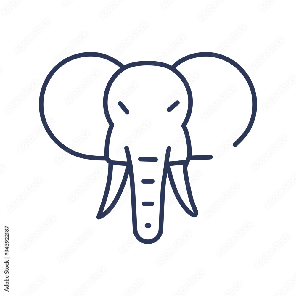 Elephant outline icon illustration. Simple line drawing of an elephant head, symbolizing strength, wisdom, and good luck. Elephant outline icon illustration. Simple line drawing of an elephant head, symbolizing strength, wisdom, and good luck.