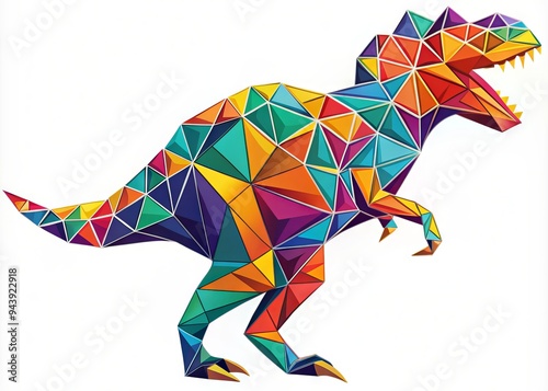 Geometric Dinosaur Abstraction: Sharp lines, geometric patterns, stylized dinosaurs, a modern and abstract interpretation of dinosaurs. photo