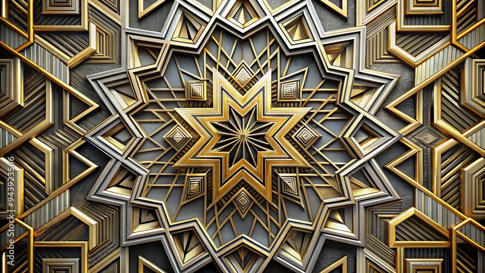Geometric Opulence: Sharp lines, metallic accents, opulent patterns. Geometric Opulence: Sharp lines, metallic accents, opulent patterns.