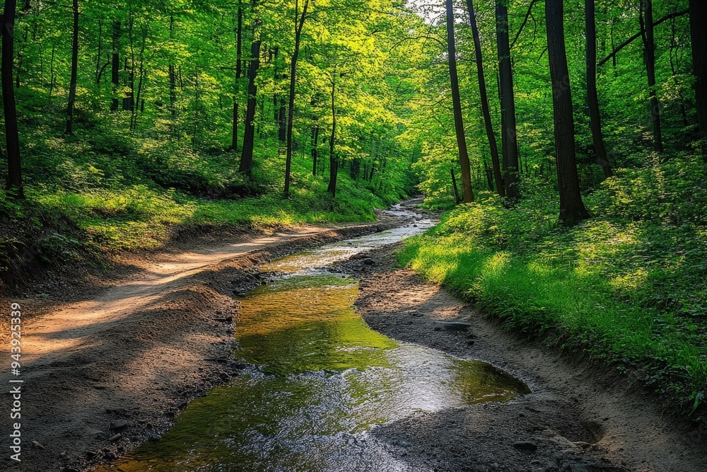 A small stream in a forest. A small stream in a forest.
