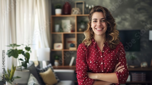 The smiling woman at home