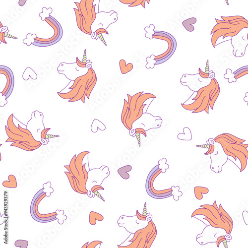 Cute cartoon unicorn, decorative element on white background. Perfect for kids Baby Fabric Designs, Wallpaper, Gift Wrapping Paper
