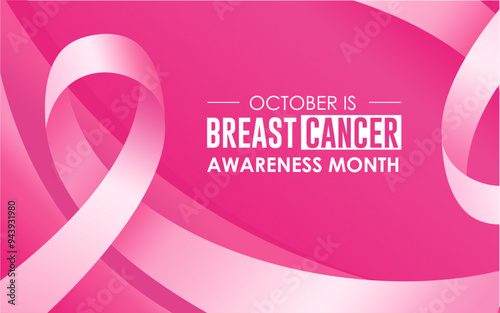 Breast Cancer Awareness Month. Pink October. Breast cancer awareness month is observed every year in October. Breast cancer awareness month with ribbon and typography banner design on pink background.
