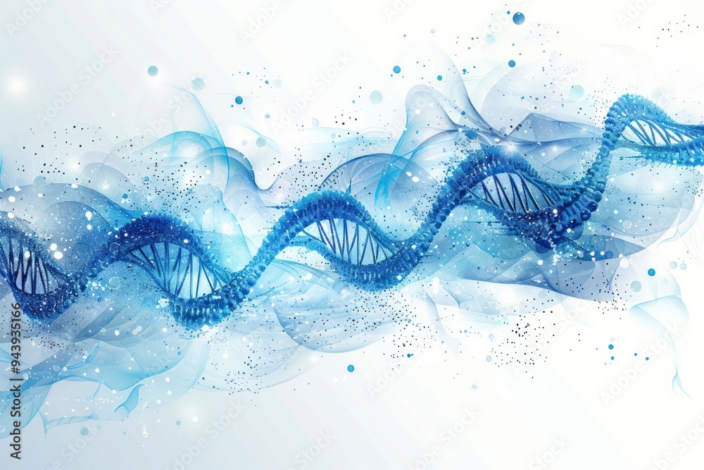A blue wave with a DNA strand in the middle A blue wave with a DNA strand in the middle