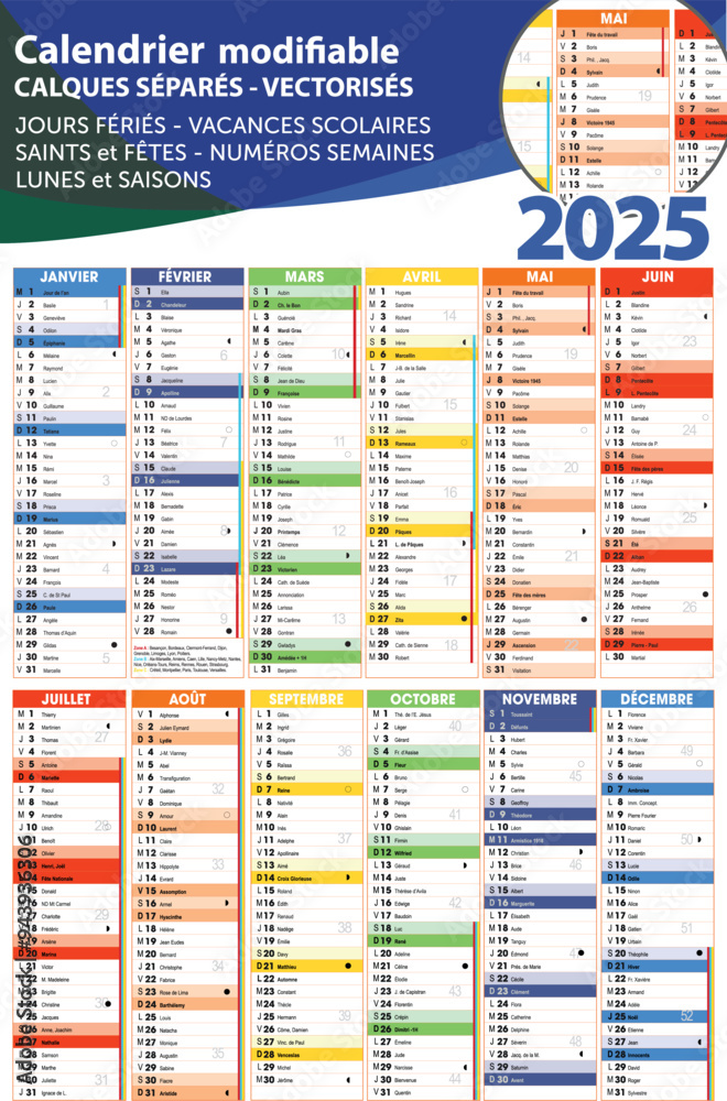 Calendrier 2025 Tunisie A3 : Un Outil Indispensable pour une Année Organisée et Productive