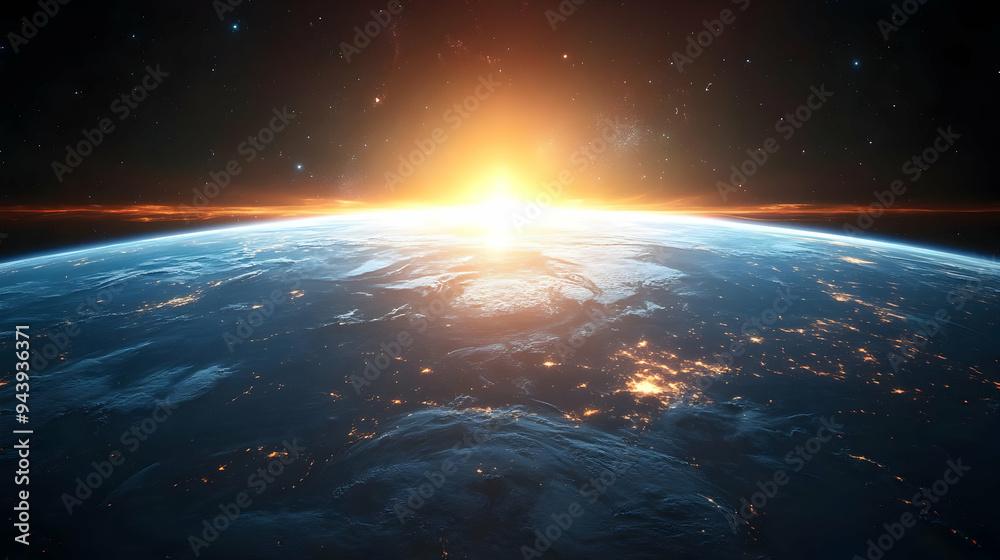 Sunrise over Earth from Space. Sunrise over Earth from Space.