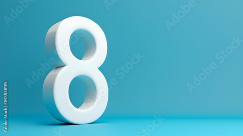 white number eight in a blue background