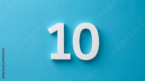 white number ten in a blue background