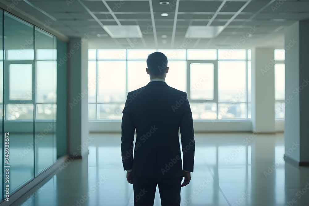 silhouette of a businessman in a corridor silhouette of a businessman in a corridor