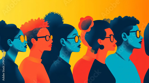 Wallpaper Mural A group of people wearing glasses and standing in a line Torontodigital.ca