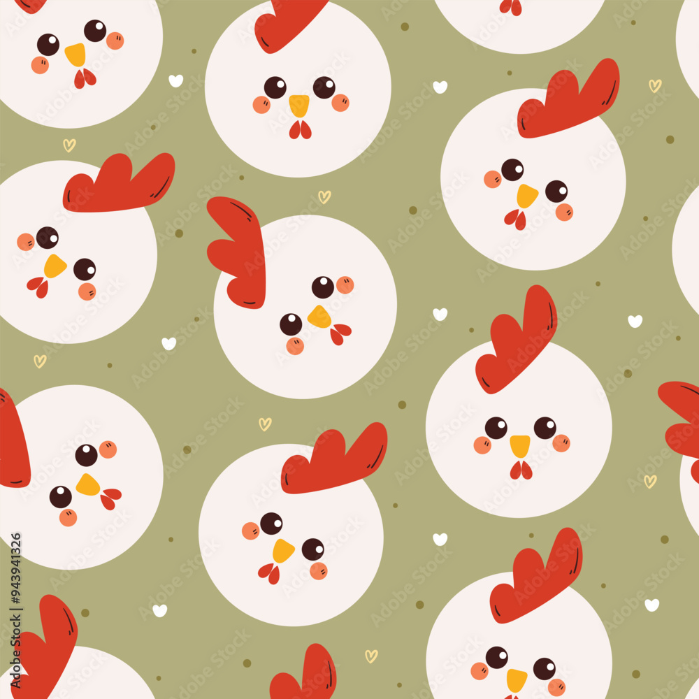 cute seamless pattern cartoon chicken. cute wallpaper for fabric print, gift wrap paper cute seamless pattern cartoon chicken. cute wallpaper for fabric print, gift wrap paper