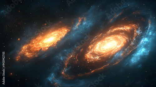 Two fiery spiral galaxies i...