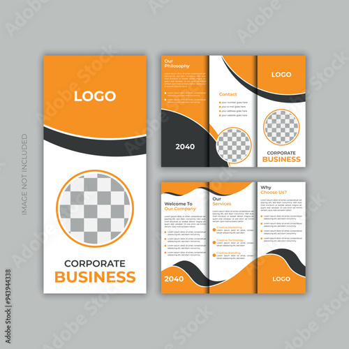 Three fold brochure design. Brochure creative design. Collection of Tri fold brochure design with line shapes, corporate business template for tri fold flyer.