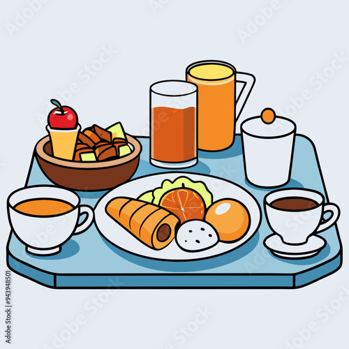 breakfast buffet full english and continental large selection of brunch and breakfast food on the table with egg bacon toast orange juice croissant coffee fruits and nuts