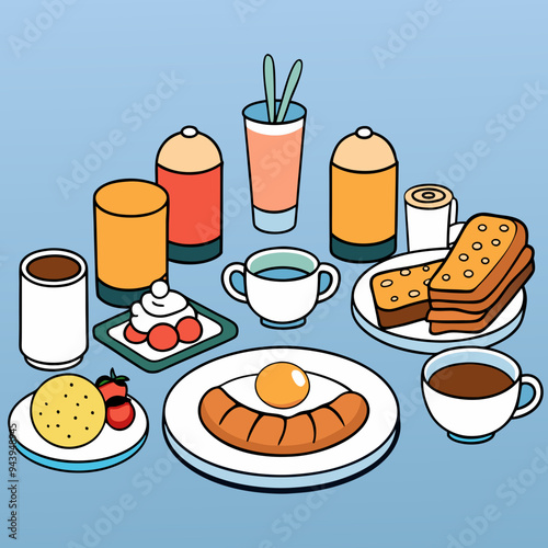 breakfast buffet full english and continental large selection of brunch and breakfast food on the table with egg bacon toast orange juice croissant coffee fruits and nuts