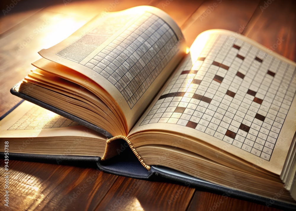 Fototapeta premium Sacred Crossword Codex: Decipher biblical verses within the intricate labyrinth of crossword puzzles.