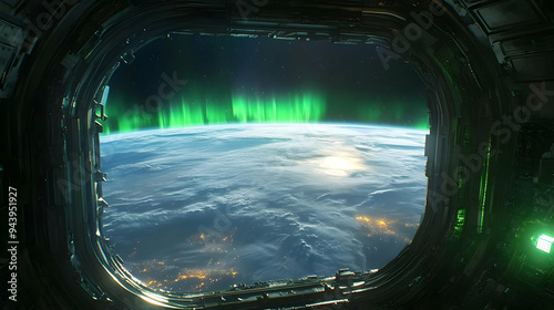 View of Earth and Aurora Bo...