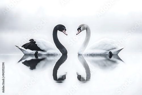 two swans in the lake