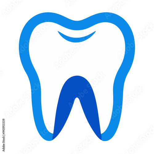 Blue and White tooth icon.