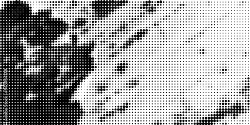 Halftone dotted shape. Paint blob with noisy effect. Abstract splatter shape