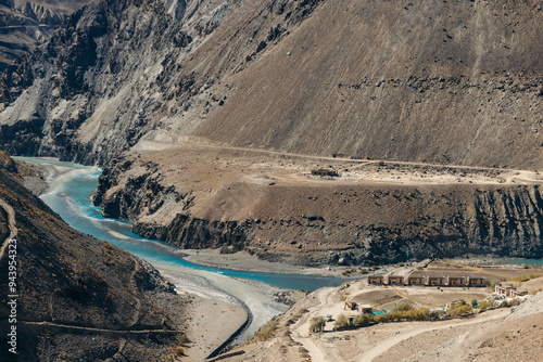 Confluence of Kurgiak and Tsarap Rivers; Purne, Zanskar, Ladakh, India