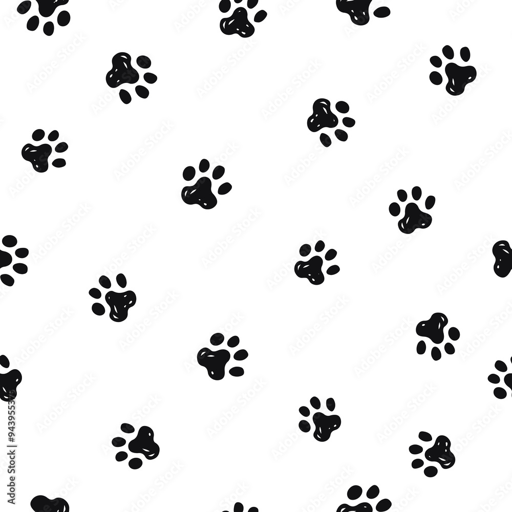 Cute paw seamless pattern. Animal background for fabric Cute paw seamless pattern. Animal background for fabric