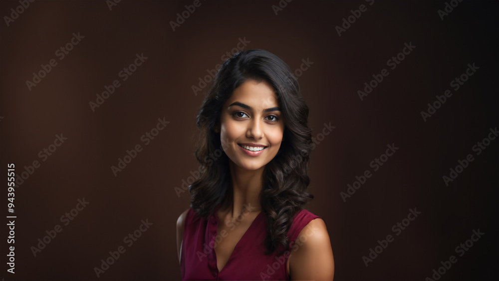 Confident and charismatic Indian businesswoman with a warm smile and natural beauty. Brunette hair and flawless skin complement her captivating gaze Confident and charismatic Indian businesswoman with a warm smile and natural beauty. Brunette hair and flawless skin complement her captivating gaze