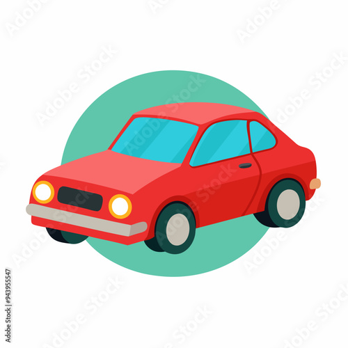 Red Car with Round Green Background